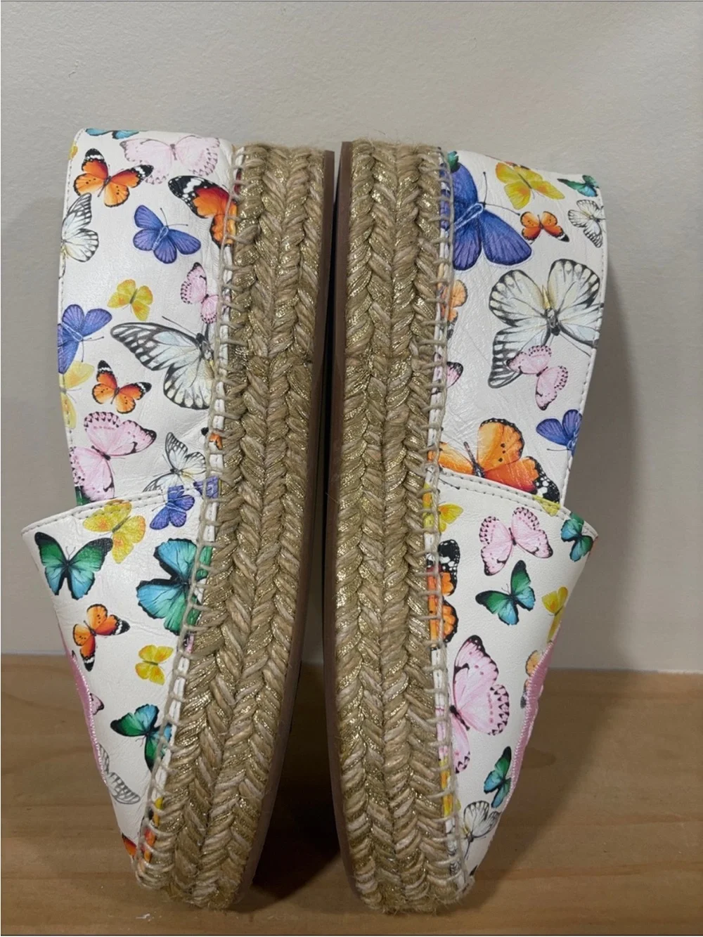 Sophia Webster Leather Colorful Butterfly Espadrilles Shoes, Size 8